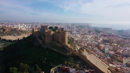 Wall Mural - Aerial view of Almeria with Moorish alcazaba on the hill, Andalusia, Spain