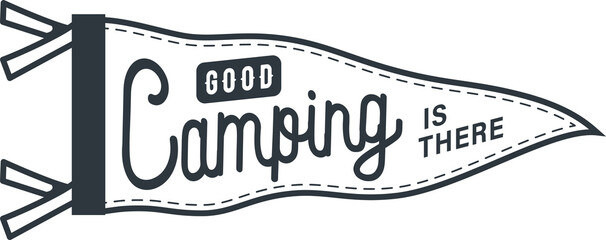 Wall Mural - Monochrome silhouette flag pointer with the inscription camping