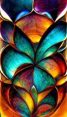 Wall Mural - mayan style glass fractal colorful illustration generative ai content by midjourney