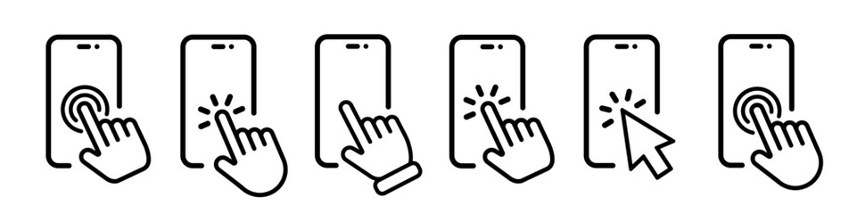 Poster - hand touch screen smartphone icon. click on the smartphone. vector icon