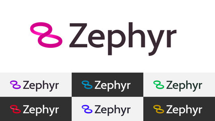 Fototapete - Infinity Abstract Letter Z Logo Minimal Linear Gradient Overlapping Loop with Editable Text and Easy to Customize Color Swatches Includes 7 Color Variations