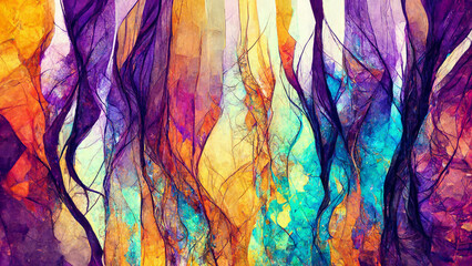 Poster - Textured multi Colorful purple abstract color spectrum lines illustration Generative AI Content by Midjourney