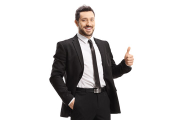 Wall Mural - Businessman showing thumbs up