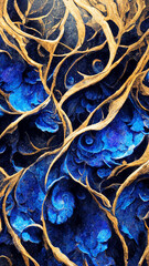 Poster - Beautiful Abstract Decorative Navy Blue Dark Stucco Wall illustration Generative AI Content by Midjourney