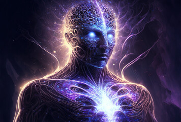 Wall Mural - universal consciousness, cosmic entity connected to our souls, we are all one. concept. mystic. spir