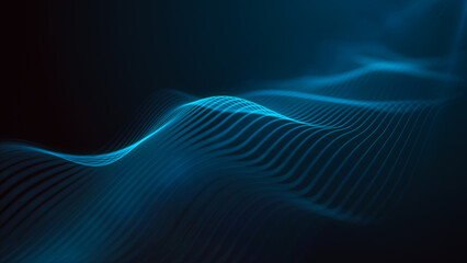 Aufkleber - futuristic wave of blue lines. digital data flow. the concept of big data. network connection. cyber