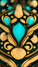 Art Nouveau Alphonse Mucha Art Deco Gold Turquoise Neon Blacklight Geometric Engraved Filigree Pattern Epic 3ds Max VRay Deep Depth Of Field Elegant 8k Symmetrical 