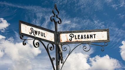 Wall Mural - Street Sign Pleasant versus Awful