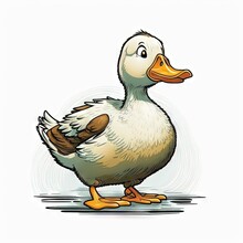  A Duck With A Brown Beak And White Legs Standing On A White Background With A Brown Spot On Its Leg And A Brown Spot On Its Leg, And A White Background With A White.  Generative Ai