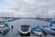 Outdoor scenery around Kastrup Havn marina and many boats wharf at the harbour. 
