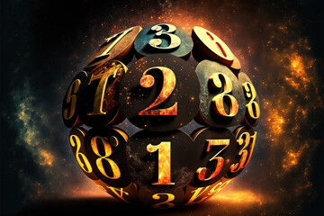 Numerology. The belief that numbers have a special significance and can be used to predict the future or understand the nature of reality. number astrology background. AI generative