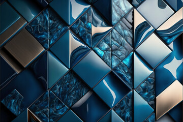 Canvas Print - abstract blue background with squares. Generative AI