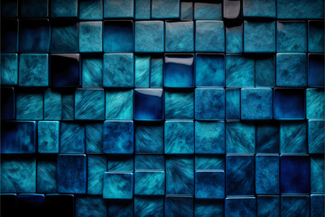 Canvas Print - abstract blue background with squares. Generative AI