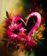 Heart Valentine Romantic Happiness Abstract Love Art Background, Generative Ai