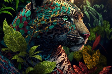 jungle leopard jaguar wallpaper background generative ai