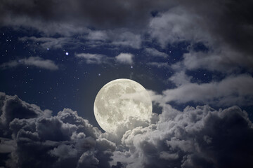Wall Mural - cloudy full moon night