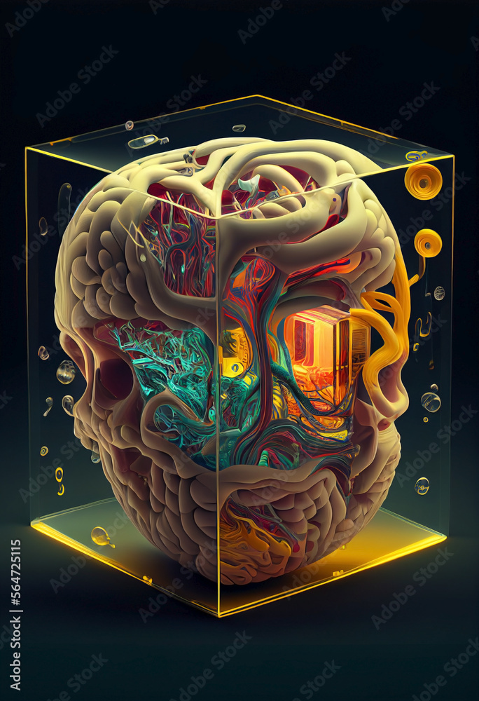 Ilustração Brain technology as a futuristic interface. Concept ...