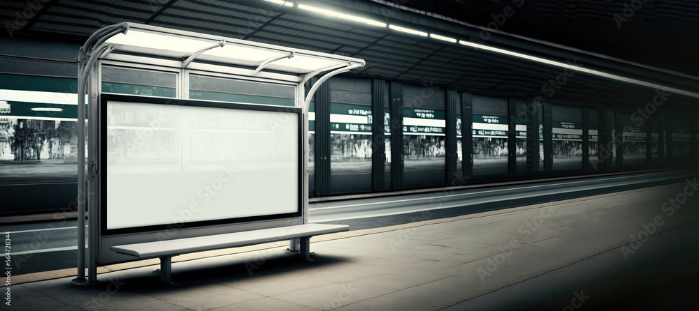puplic space advertisement board as empty blank white signboard with ...