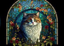 ステンドグラスの猫 無料画像 - Public Domain Pictures