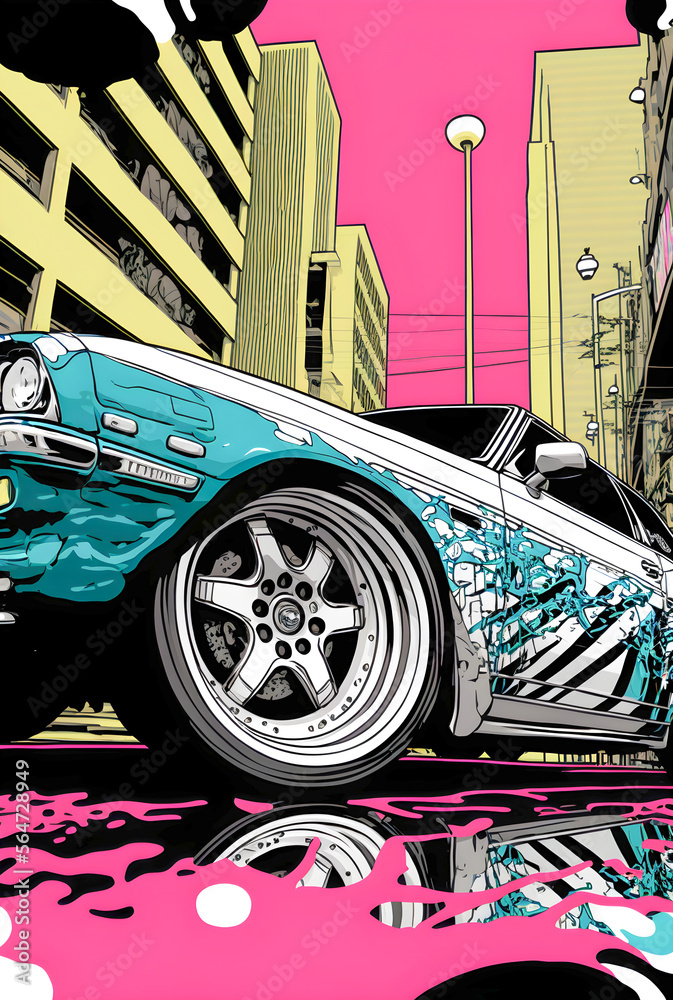 アート・デザイン・音楽 Poster Art of Cars Japanese Car Art' Poster, picture, metal print, paint by