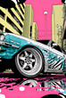 Japanese car tuning Bosozoku, graffiti poster art illustration Generative AI	