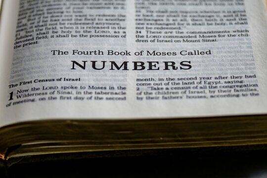 numbers, the fourth book of moses from the bible title page image with bokeh, old testament or torah