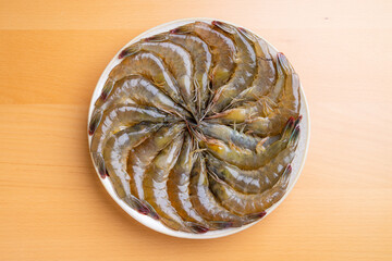 Canvas Print - Fresh raw shrimp prepare for hot pot