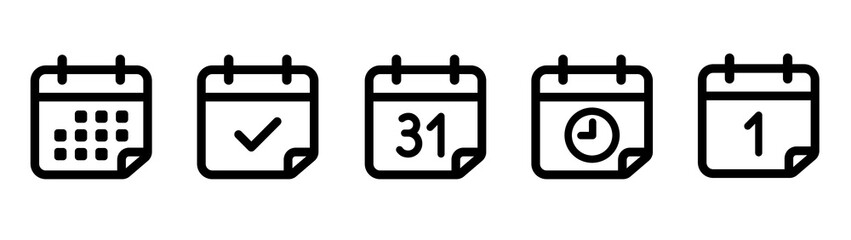 Poster - Calendar Icon set. Calendar signs, symbol. Calendar line icon. Appointment schedule symbols. Vector illustration