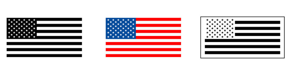 USA flag three styles icon illustration
