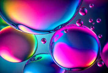 Wall Mural - abstract background with colorful bubbles in water. 3d illustration.