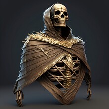 The Golden Skull Stands On Display With Its Gleaming Cape Celebrating The Day Of The Dead