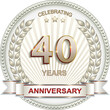 40 years anniversary. Vector silver design background for celebration, congratulation and birthday card, logo