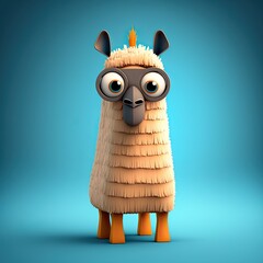 Poster - Cute Cartoon Llama Character (Generative AI)