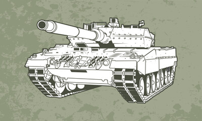 Vector illustration of a third generation German main battle tank