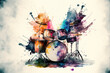 close-up of drums in a aquarelle style, ai generated