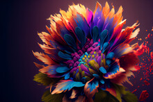 Colorful Painting Art Of A Flower Design. Created With Generative AI Technology
