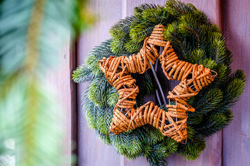 Poster - typical old wreath at a door