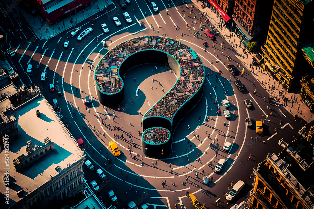 Huge Question mark appears in the middle of an city center full of ...