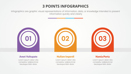 Aufkleber - 3 points or stages infographic concept with right direction half circle shape timeline for slide presentation