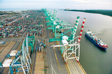 A Container Terminal Shipping Port In Johor, Malaysia.
