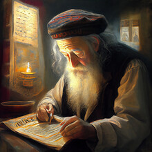 Elderly Jewish Scholar Studying The Talmud (generative Ai Content)
