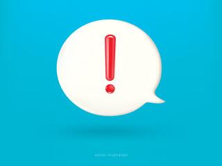 Wall Mural - red exclamation mark symbol and attention or caution sign icon on alert danger problem. realistic 3d