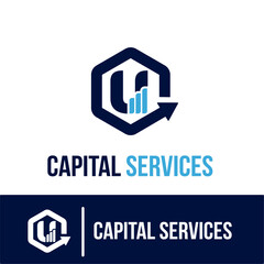 Initial U Letter with Bar Chart and Up Growing Arrow for Finance, Capital Business Services Logo Idea Template