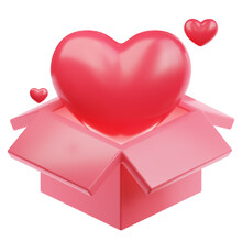 Heart In Box 3d Illustration