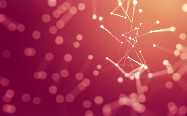Abstract background. Molecules technology with polygonal shapes, connecting dots and lines. Connection structure. Big data visualization.