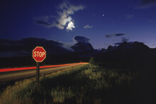 Road and Stop Sign, WY USA