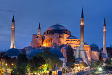 Hagia Sophia Mosque At Evening, Istanbul, Turkey