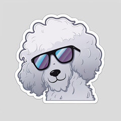 Wall Mural - Cartoon poodle dog wearing sunglasses isolated on white background, 