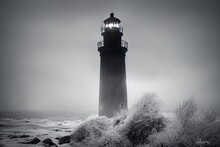 A Photo Of A Lighthouse Covered In Snow, Creating A Frosty Winter Scene.