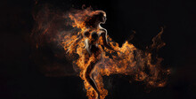 Fire Element Woman Goddess Fantasy Human Representation. Generative AI Model